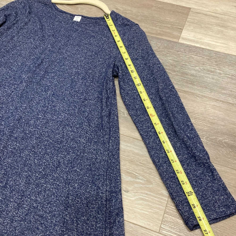 Old Navy Long Sleeve Blue Dress Scoop Neck Medium Plush Knit Swing Dress - Picture 9 of 11
